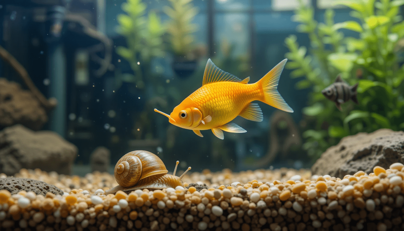 can goldfish live with snails